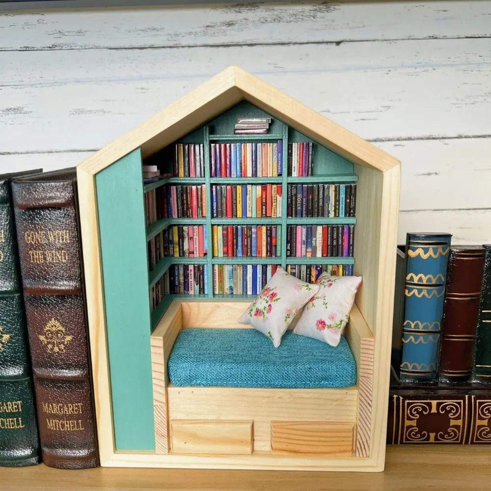 Anxiety Bookroom Creative Resistant Bookshelf Mini Book Matchbox Wooden Sensory Study Decoration 250318
