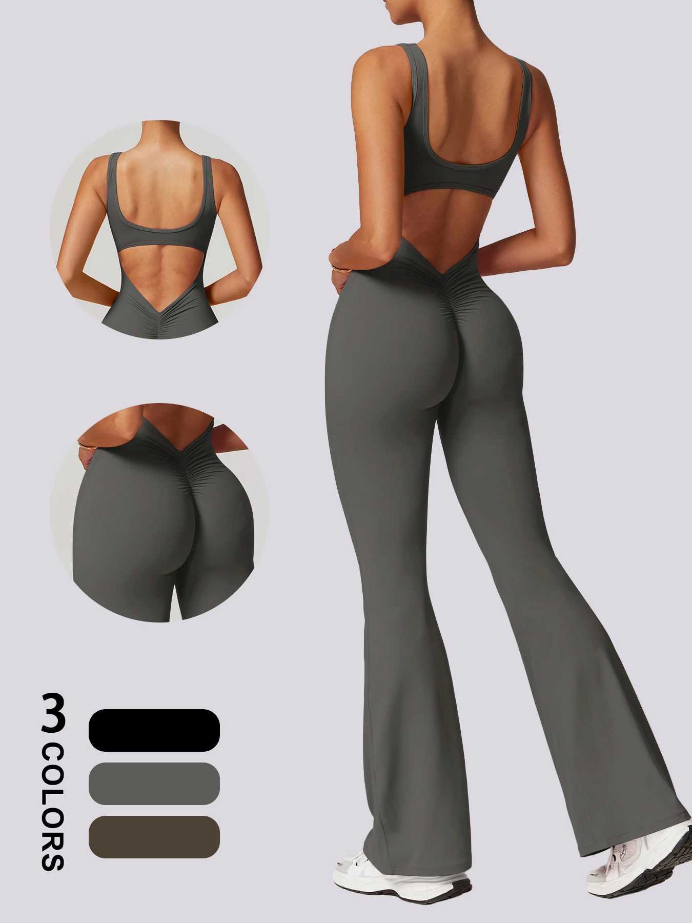 Women Bodysuits Fitness Sports Solid color high-intensity tight fitting sport back jumpsuit yoga suit running fitness suitXJ250322