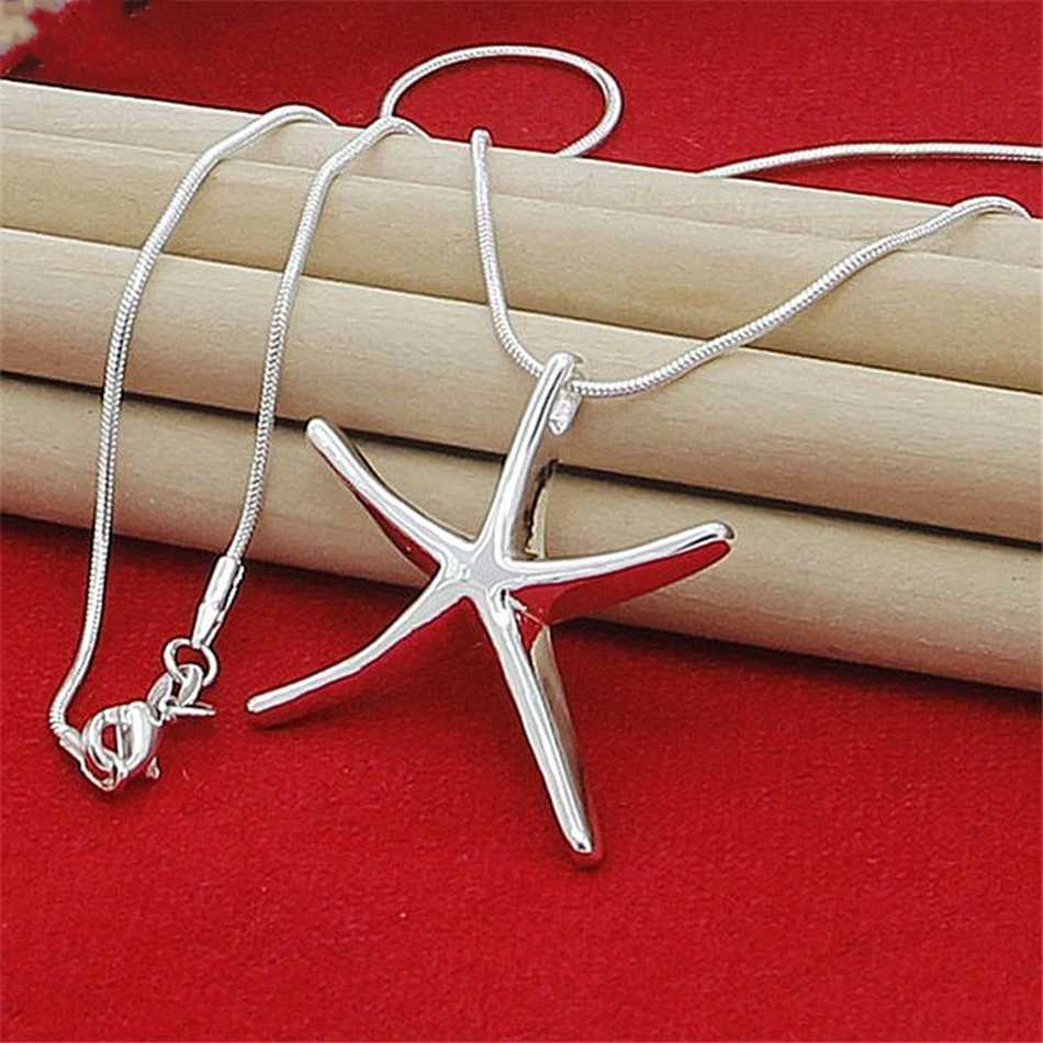 40-75cm long 925 sterling silver charm necklace star starfish jewelry fashion chain womens La wedding partyXJ250322