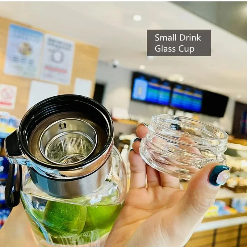 2L Large Capacity Glass Water Bottle Transparent Milk Juice Cup Outdoor Portable Leakproof Drinkware Tea Water Glass Bottle 2L 250321bj