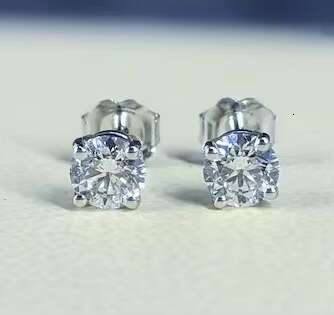 LAB GROWN Round Brilliant Dia Stud Earrings Beautiful Sterg Sier F Color VVS Eent Cut Gift Her for Women