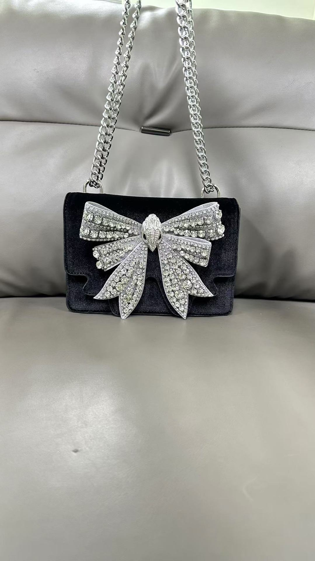 Bow Tie Small Party Fashionable Women S Shiny And Sweet One Shoulder Crossbody Chain Bag Princess Girl Stylish Handbag Shoulder Bags