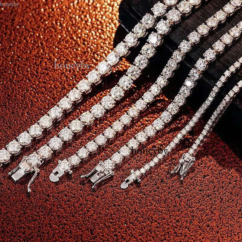 2- 6mm 100% Sterg Sier Moissanite Tennis Chain Trendy White Women's Necklace with k Wholesale
