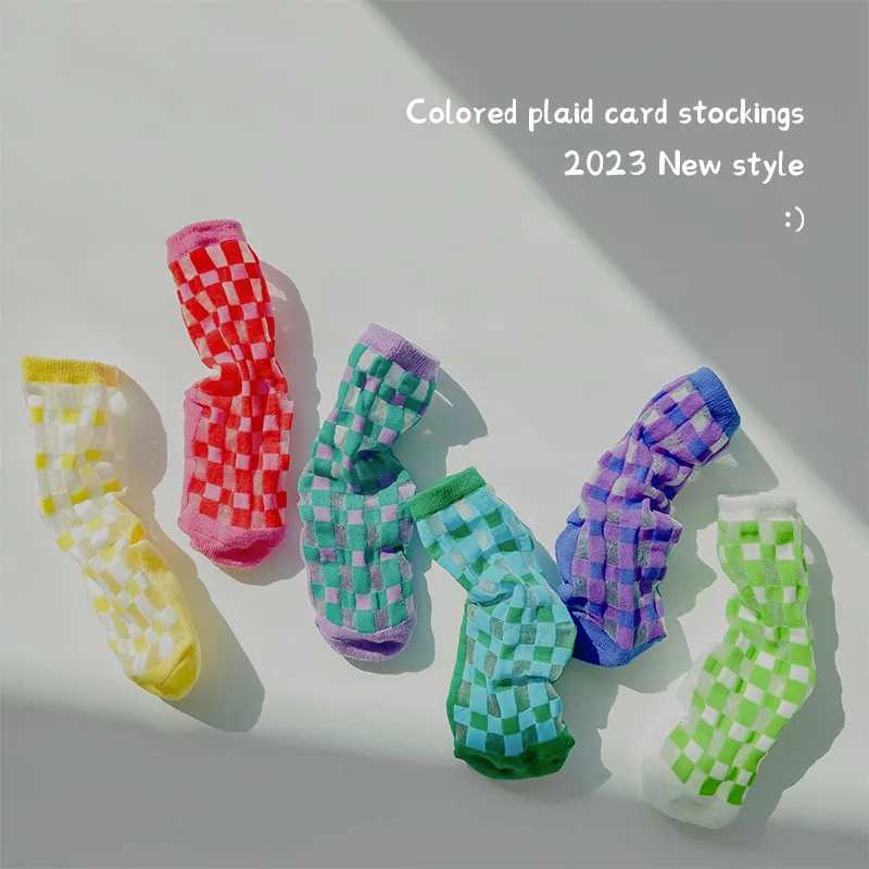 Childrens summer thin mesh socks calf length childrens socks boys geometric patterns crew socks X2503221