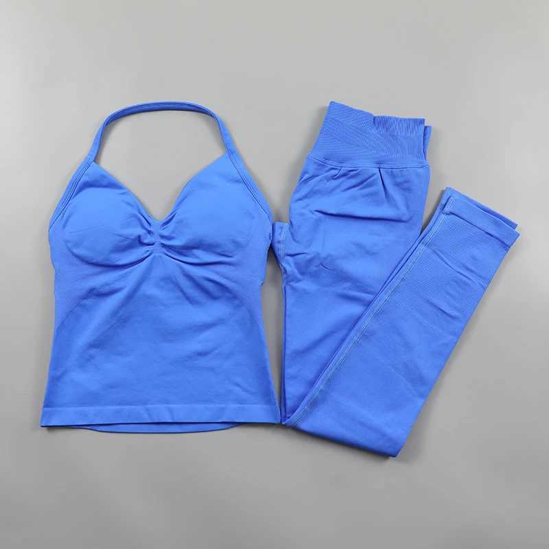 Impact Leggings Set Women Seamless Yoga Set Fitness Clothing Scrunch Bum Gym Legging Padded Tank Top Workout Outfits SportswearXJ250322