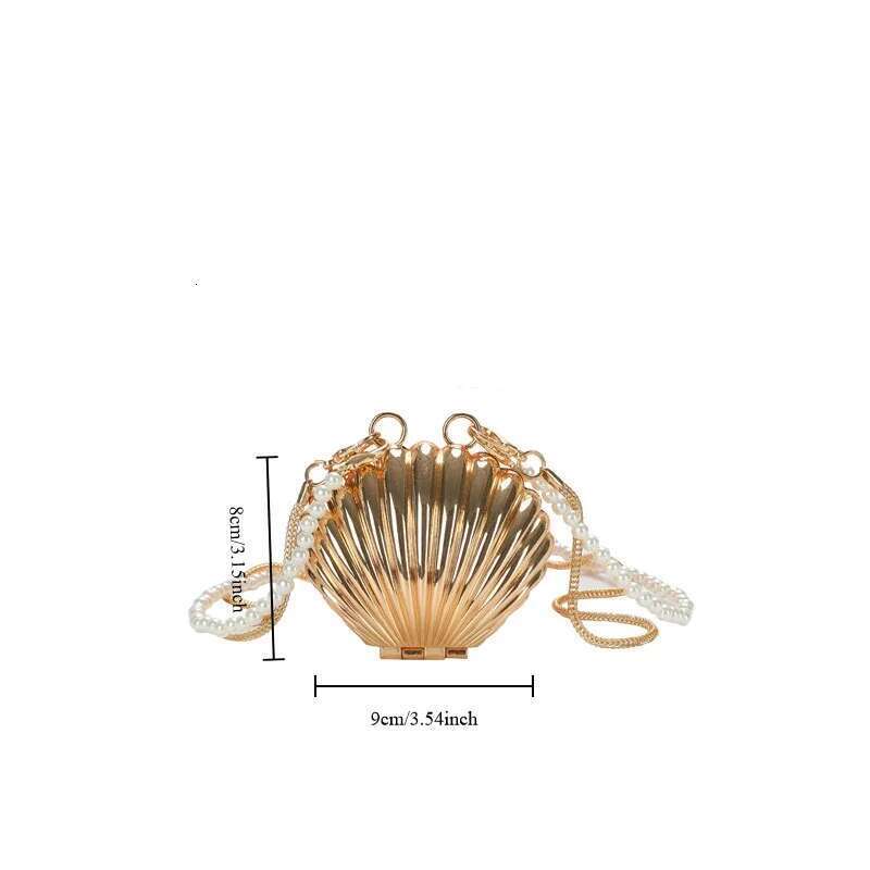 New Summer Lipstick Bags for Women Fashion Pearl Mini Purse Crossbody High Quality Gold Shell Designer Shoulder Bag