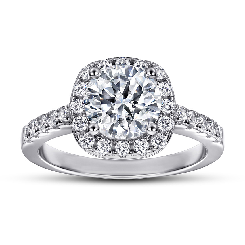 Light classic sterg sier square moissanite ring as a jewelry gift for women's engagement party