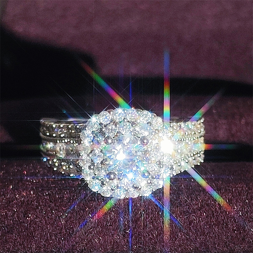 Cluster Rings White Gold Color Moissanite Ring For Women Square Anillos Bizuteria Wedding Bague Gemstone Diamond Jewelry Cluster