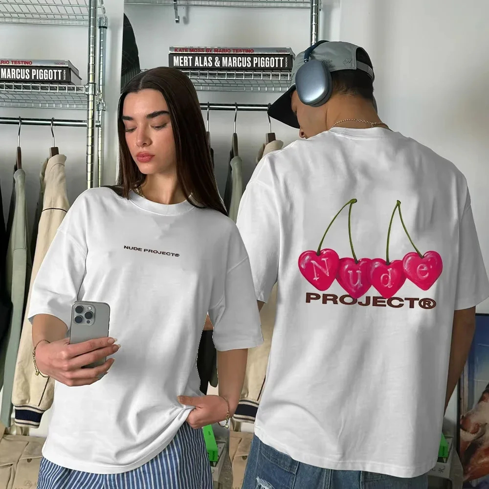 2025 Leisure Cotton Printed Tshirt Womens Fashion Nude Sports Loose Mens Large Street Y2K 250311