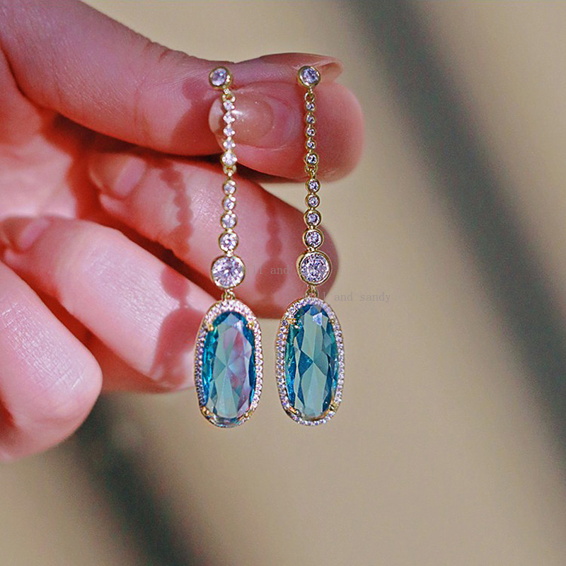 Cubic Zirconia Diamond Dangle Stud Earrings Delicate engagement wedding earrings sterling silver Designer Earring for Woman Girls Gift CZ Fine Jewelry