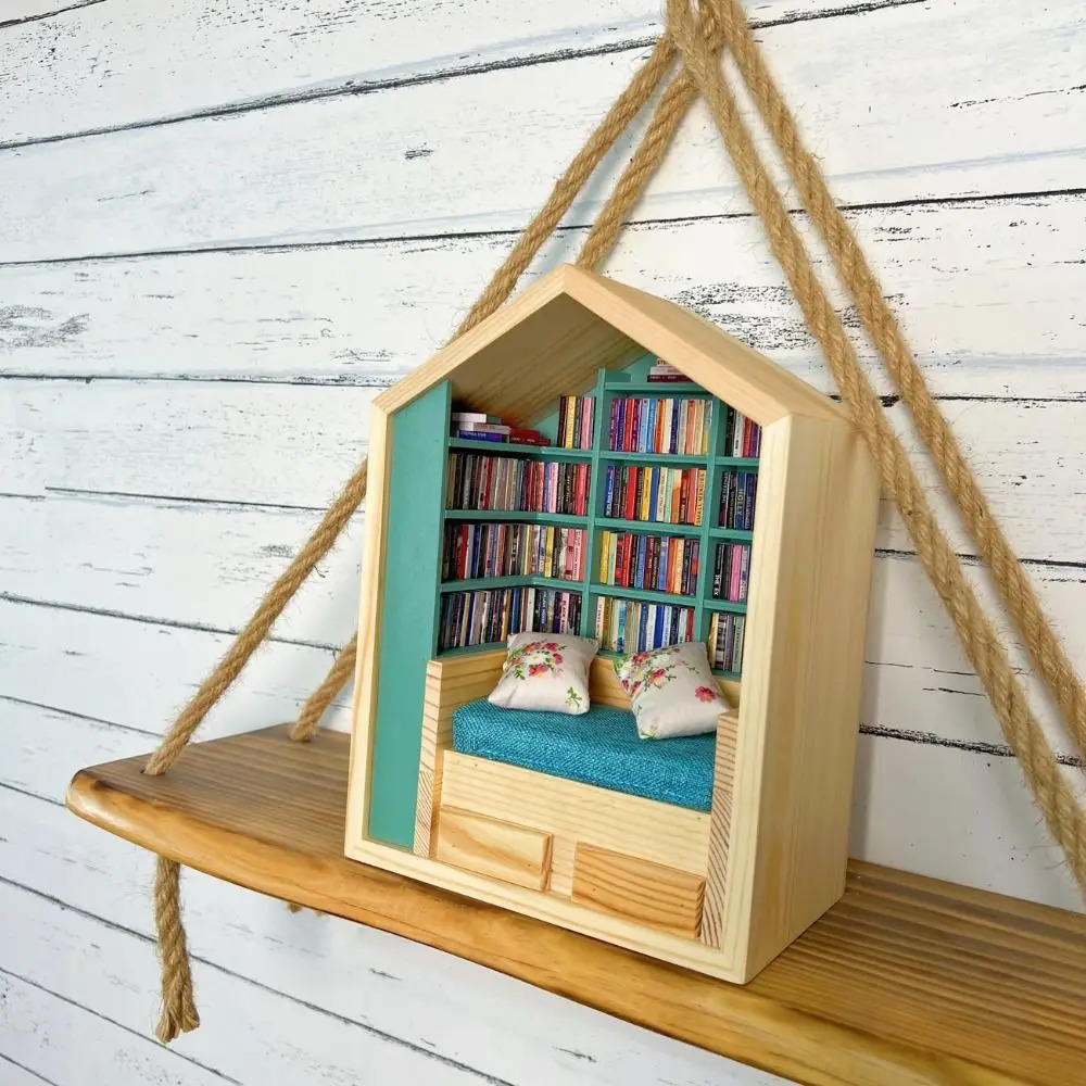 Anxiety Bookroom Creative Resistant Bookshelf Mini Book Matchbox Wooden Sensory Study Decoration 250318