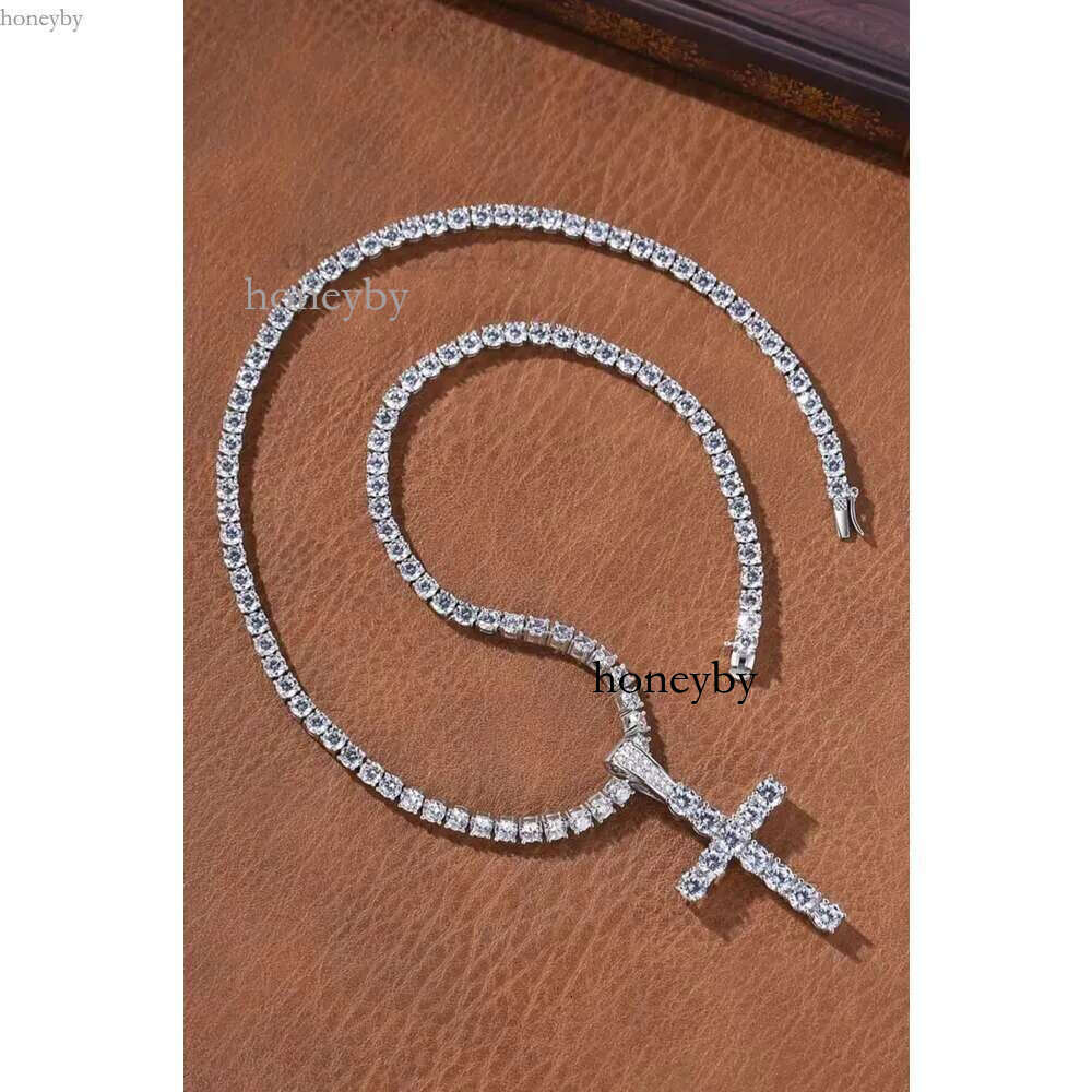necklace moissanite chain Pendant Cross Hip Hop Vvs Moissanite Dia Tennis Chain Sier for Women Men Jewelry