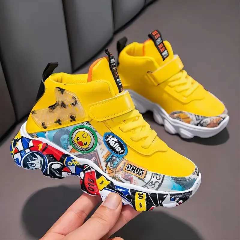 Size 26-36 childrens sports shoes childrens cartoon graffiti pattern casual shoes boys basketball shoes sports shoes X2503221