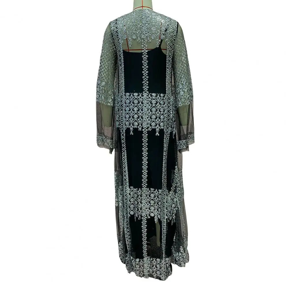 2 piecesset of elegant and shiny bronze party dresses for women including mesh cardigans long birthday shawl sets 250320