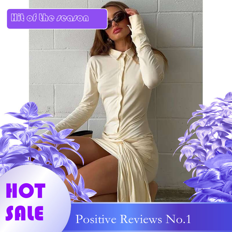 Dongdumaoyi Lente Nieuwe Franse High End Mode Elegante Revers Vest Sexy Slim Fit Tie Taille Jurk C
