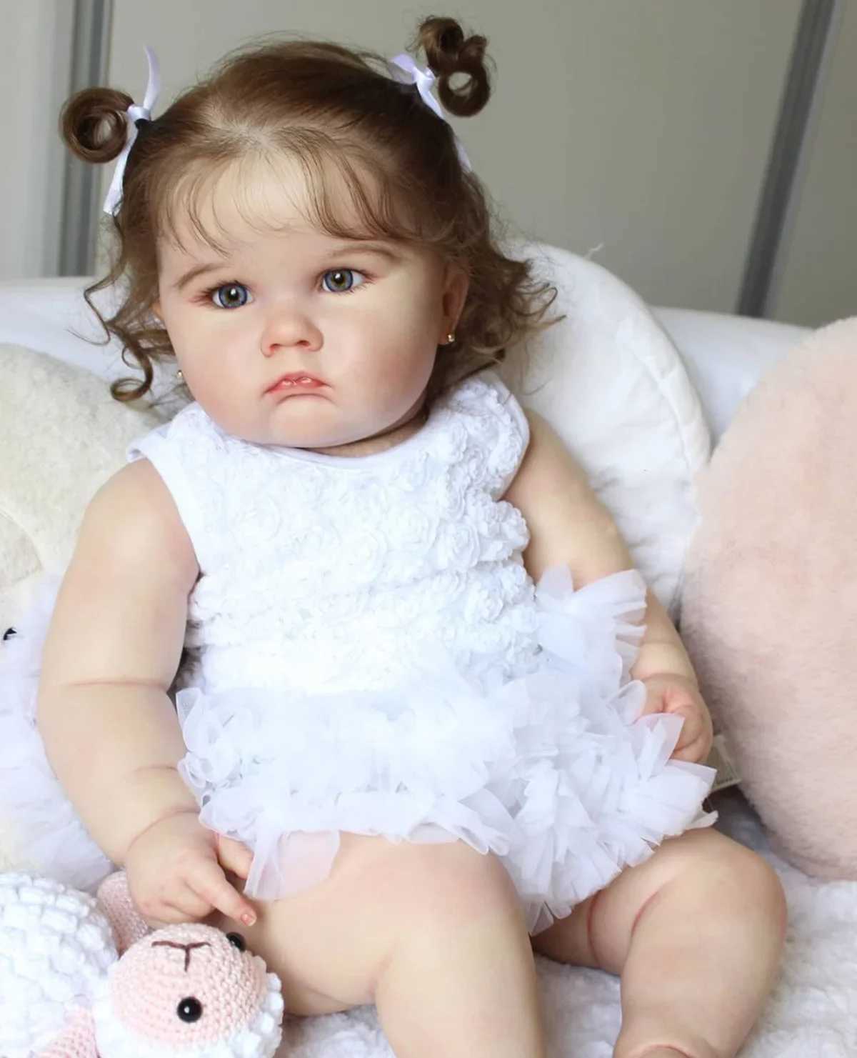 BZDOLL Realistic 60cm 24 inch soft silicone regenerated baby doll with 3D spray painted skin and handmade Vascular Vein for girls birthday giftXJ25032