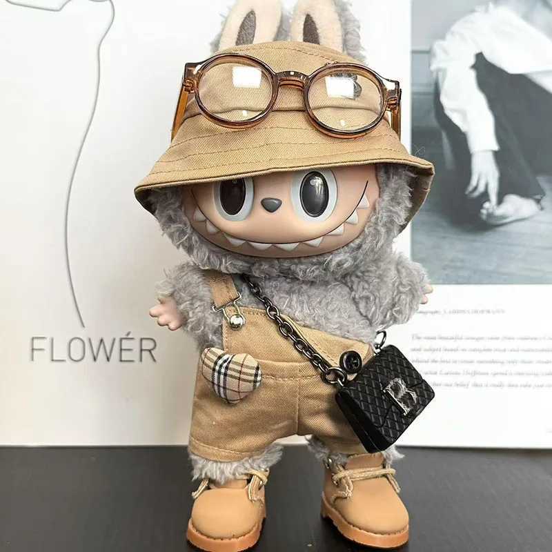17cm Labubu Fashion Work Pants Set Cute Dress Labubu Scooter Original Custom Vinyl Doll ClothingT250321