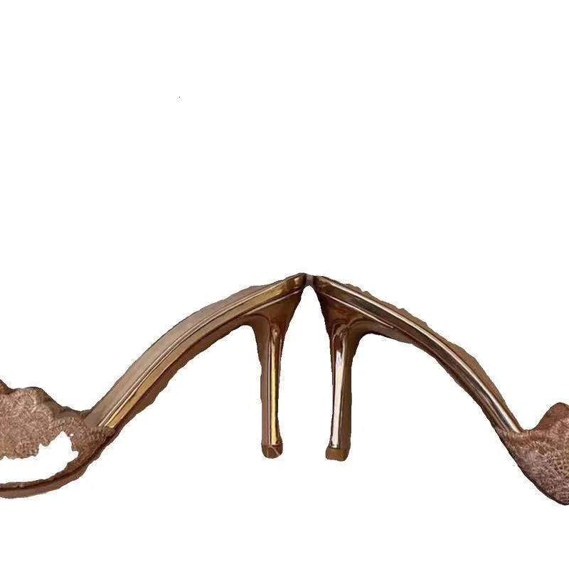 Pointed Banquet High Heels Women Spring Arrival Embroidered Stiletto Shoes Champagne Gold Embroidered High Heel Sandals 250322