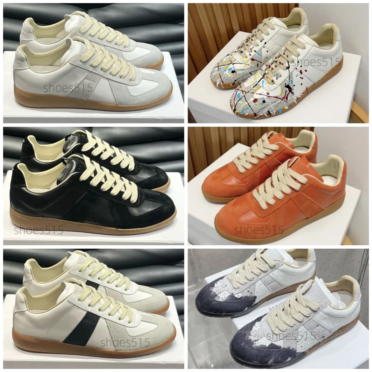 Men Designer Shoes Women Sneakers Maison Replica mm6 Margelas GATs German Army Trainer Black Gum Cloud Paint White Grey Beige Nude Brown Couple Casual Sports Shoes