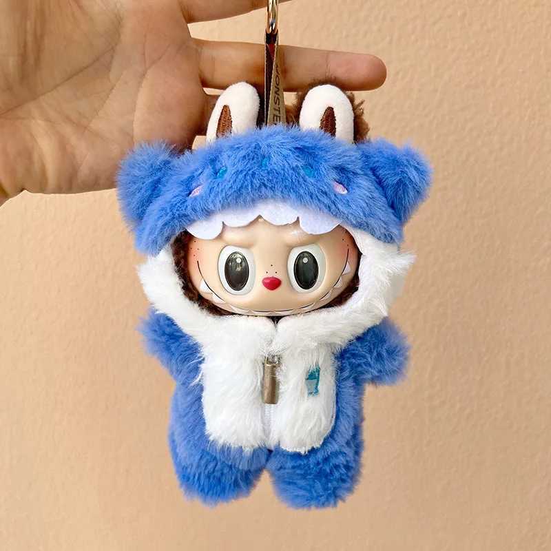 15cm/17cm Labubu I II Doll Clothing Cute Leg Hug Blue Shark Clothing Accessories Plush Doll Clothing Z250322