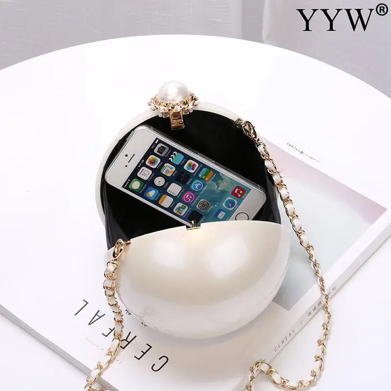 Women Round Ball Bag Evening Bag Pearl Exquisite Fashion Lacquer Beige For Ladies Party Wedding Crossbody Bag 250320