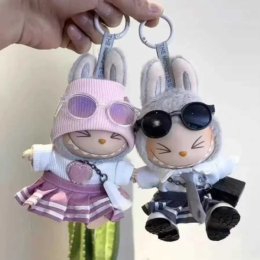 Mini Doll Clothes Outfit Accessories For 15-17cm Labubu V1 V2 V3Labubu Uniform Set Outfit Skirt and Sweater Sunglasses Clothing Z250322