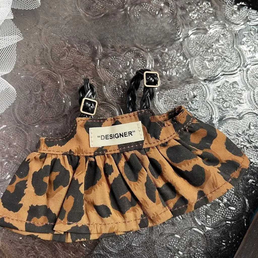 Mini doll clothing accessories suitable for 15-17cm Labubu and 10cm cotton doll handmade leopard print hovering tight fitting clothes Z250322
