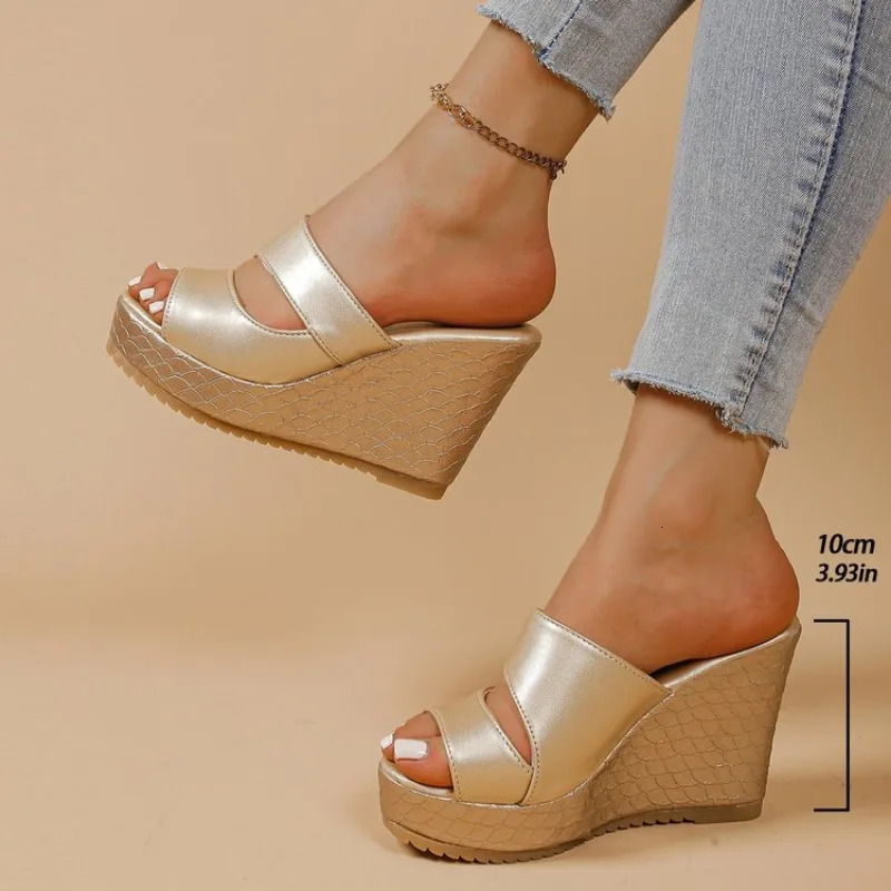Womens Wedge Platform Slippers Summer Sexy High Heel Sandals Fashion Open Toe Beach Shoes for Women Zapatos De Mujer 250321