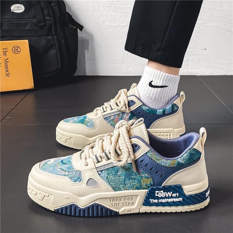 Spring men's shoes new breathable canvas shoes male student trend all match thick sole sports casual shoes Daddy shoes men 2025