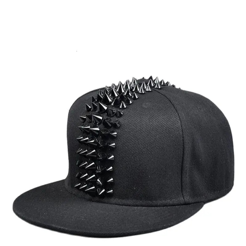 Wholesale Male Spike Studs Rivet Baseball Caps Men Hiphop Punk Rock Flat Hats 250318
