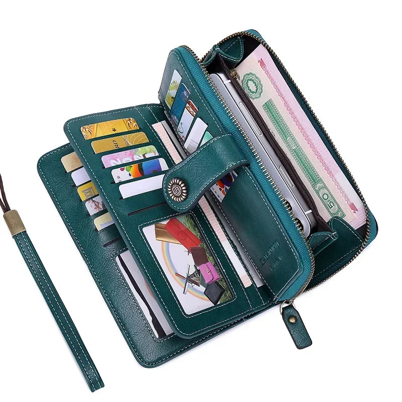 Wallet Womens, Long hot Wallets for Ladies: Women's Large Capacity Leather Clutch with RFID Anti-theft Protection and Card Holder