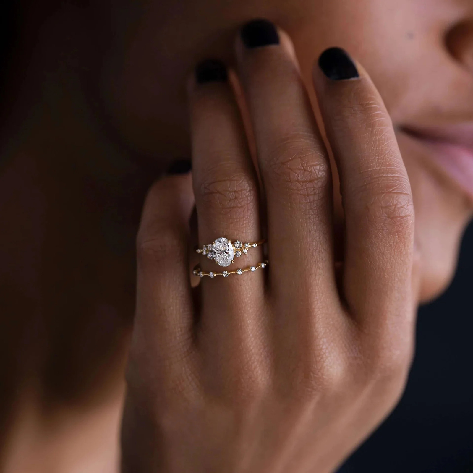1ct 2ct 3ct gold-plated oval cut 925 sterling silver ring womens zircon cluster engagement ring 250311