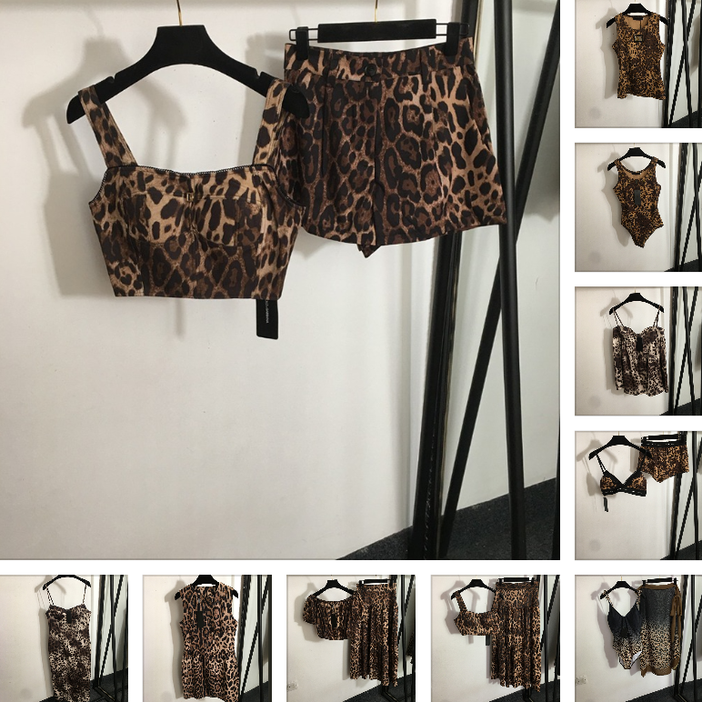 Womens Vest Dress Set Designer Dresses Swimwear Skirt Sleeveless Top Fashion Leopard Shorts Summer Swimsuit Sexy Slim Clothing For Vacation CYD2503221F17