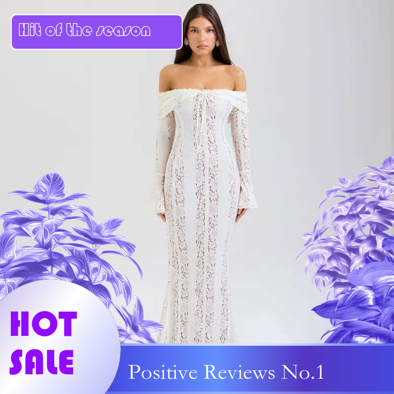 Dongdumaoyi Lange Bodycon Jurk Met N Schouder Uitlopende Mouwen Van Een Zachte En Elegante Strapless Taille Kalkende Trein C