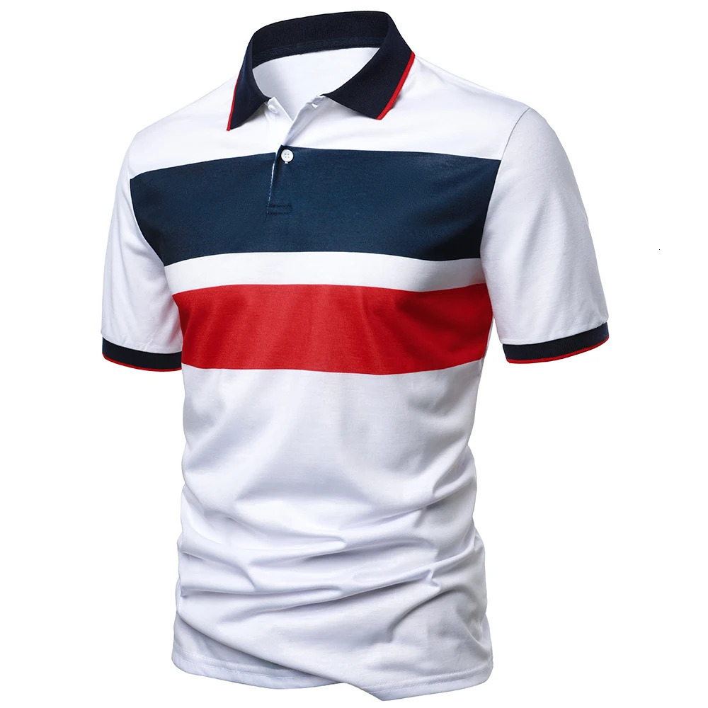 Mens polo shirt striped matching short sleeved mens business casual style mens summer top mens polo shirt 250321