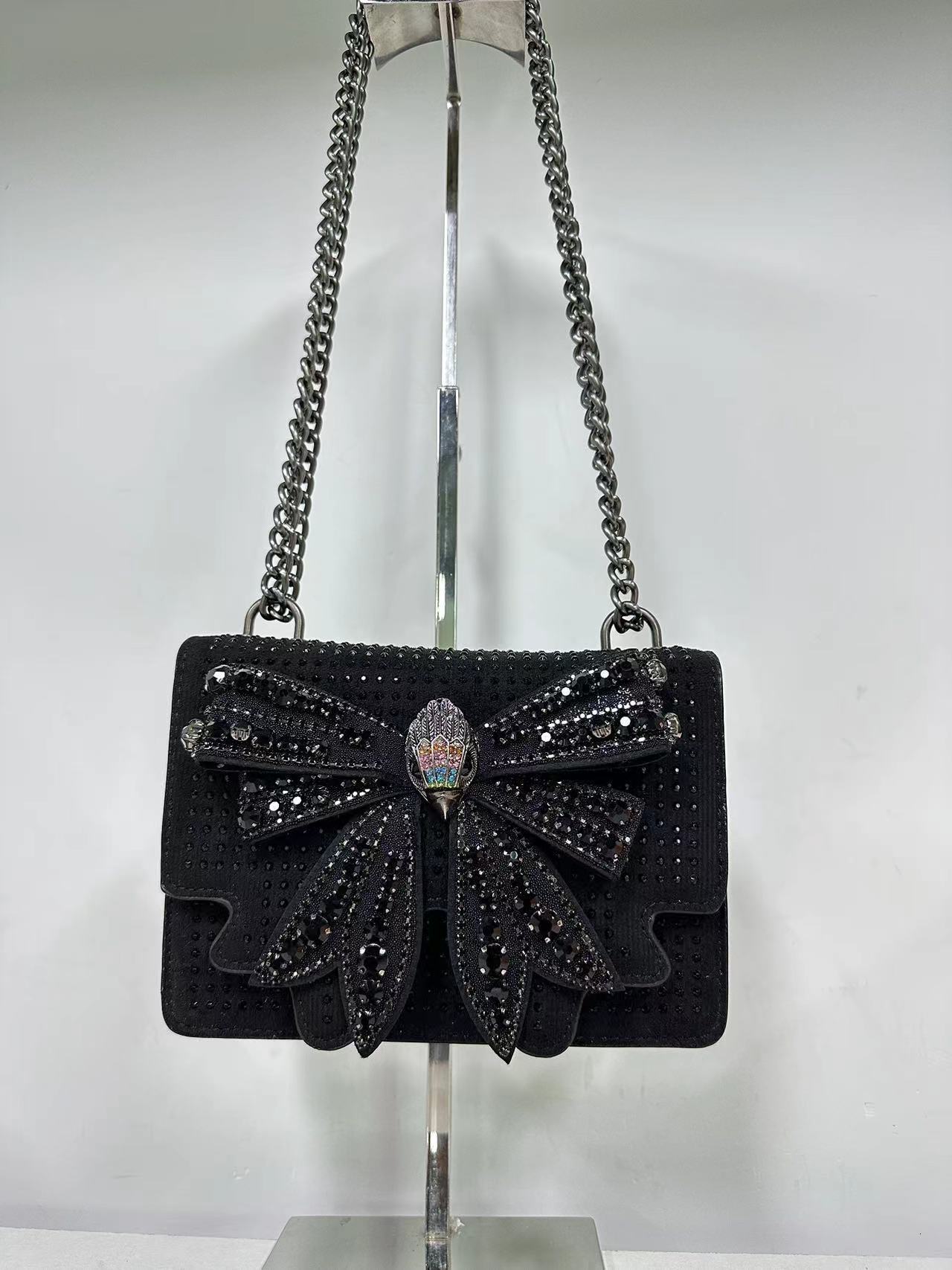 Bow Tie Small Party Fashionable Women S Shiny And Sweet One Shoulder Crossbody Chain Bag Princess Girl Stylish Handbag Shoulder Bags