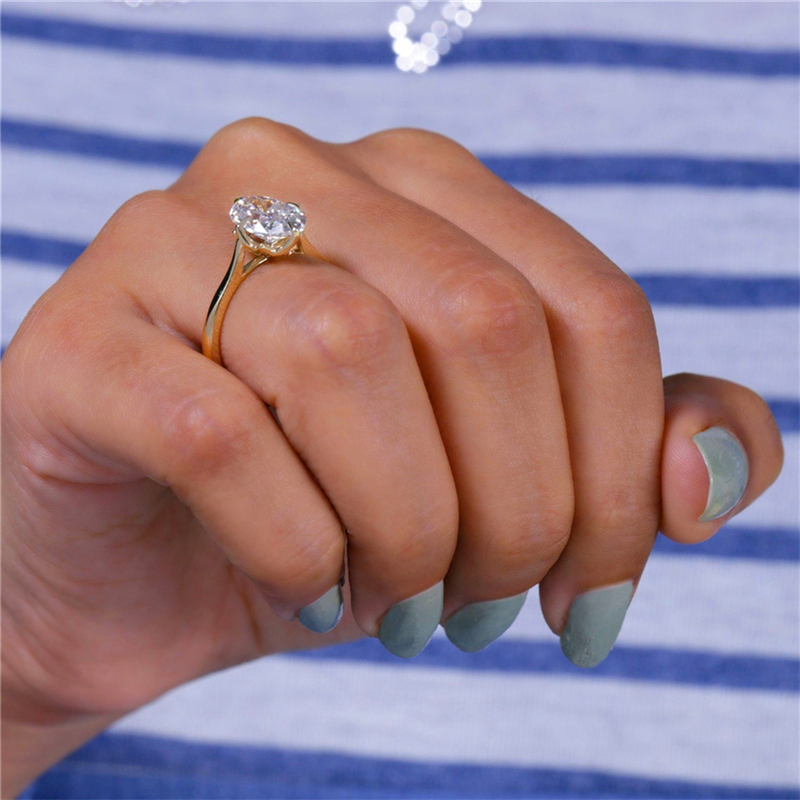 2.50 Ct Oval Diamond Engagement Ring Oval Lab Grown Diamond Ring 18K Yellow Gold CVD Diamond Wedding Ring For Women IGI Certificate