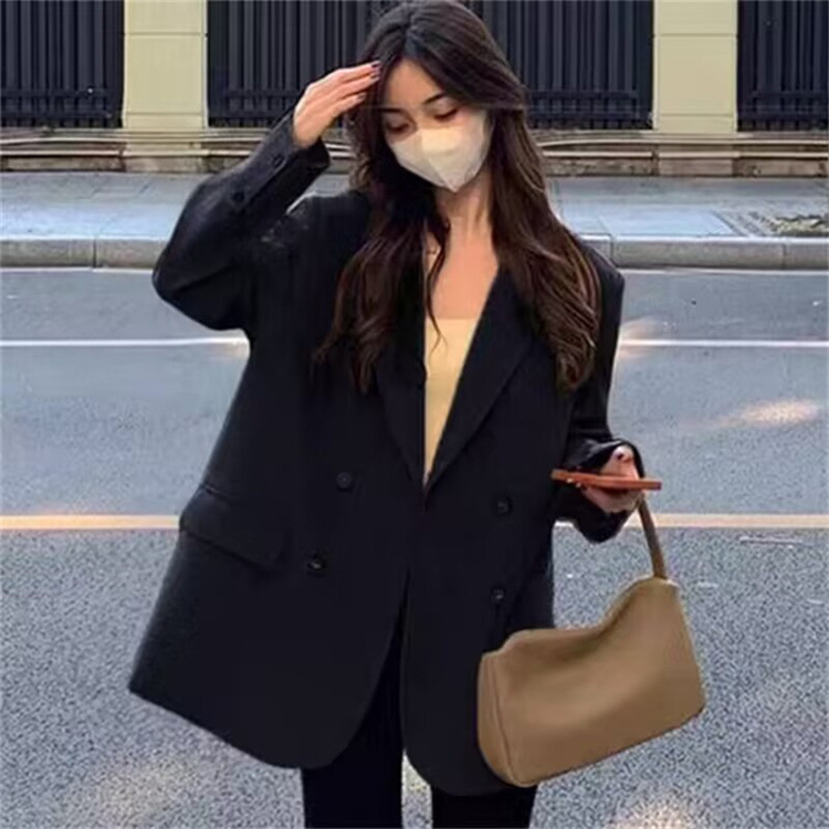 H3201Stylish Women's Petite Suit Jacket - Comfortable Loose Design for Spring and Autumn Seasons