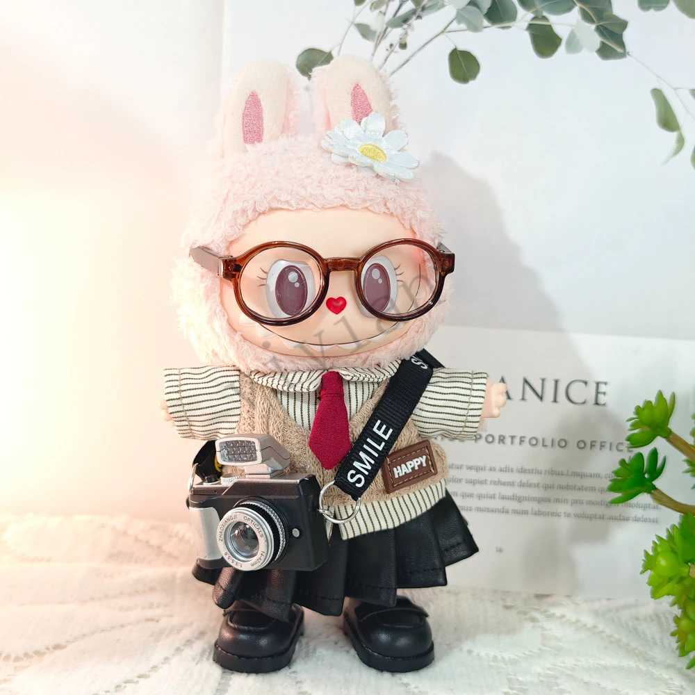 DollS Clothes Outfit Accessories For 15-17cm Labubu College sle shirt sweet cool sle leather skirt Camera shoes Clothing Z250322