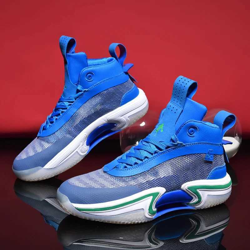 Mens shoes solid basketball shoes mens boots non-slip wear-resistant ankle protection breathable mesh student sports shoes W250322
