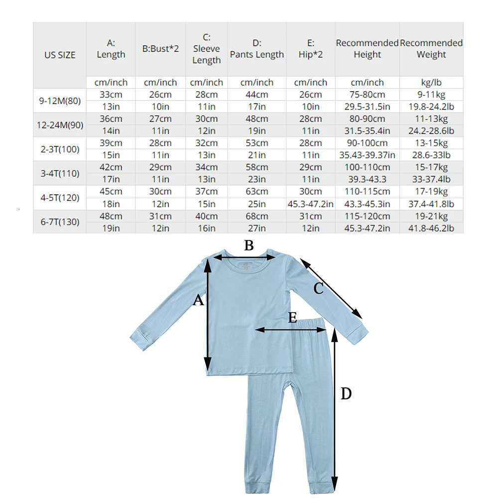 2025 Bamboo Fiber Toddler Kids Pajamas Clothes Solid Hight Elasticity Breathable Sleepwear Set For 9M-7T Boy Girl Loungewear 250321