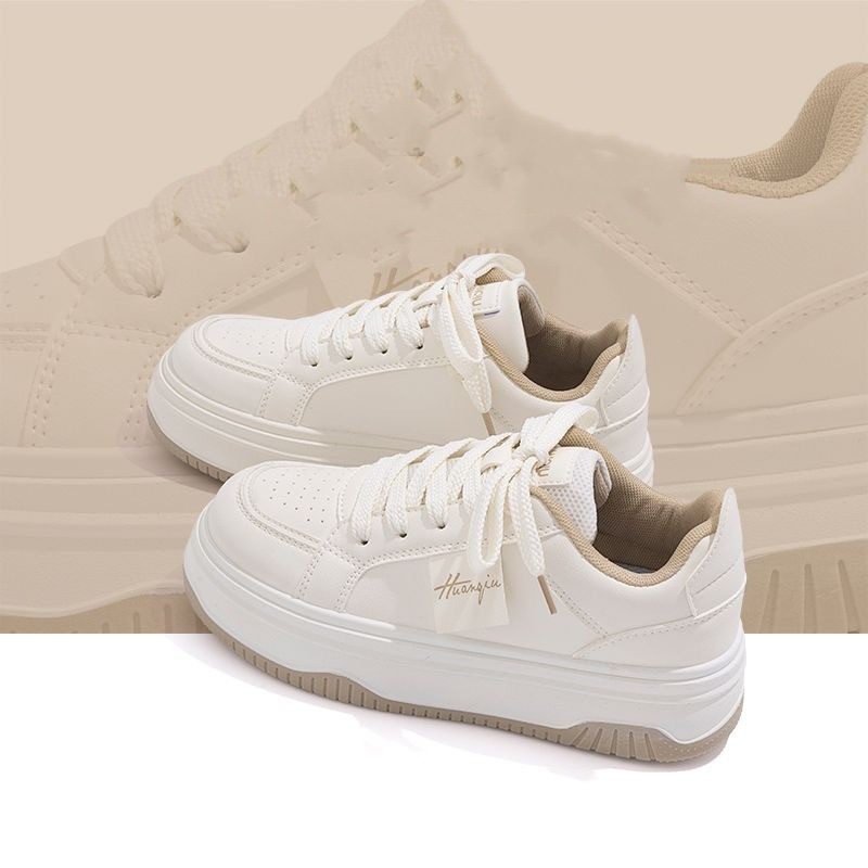 Spring and summer new thick soled round head board shoes light and breathable good with small white shoes to wear casual sports single shoes 2025