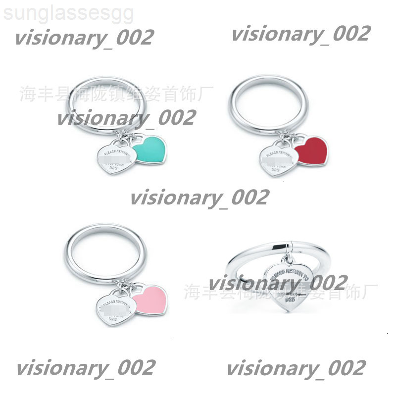 Designer Jewelry High Version Double Heart Brand Love 925 Silver Droplet Enamel Ring Light Luxury Versa le Peach NW81 tiffamy tiffanyx tiffanys 4GXZ