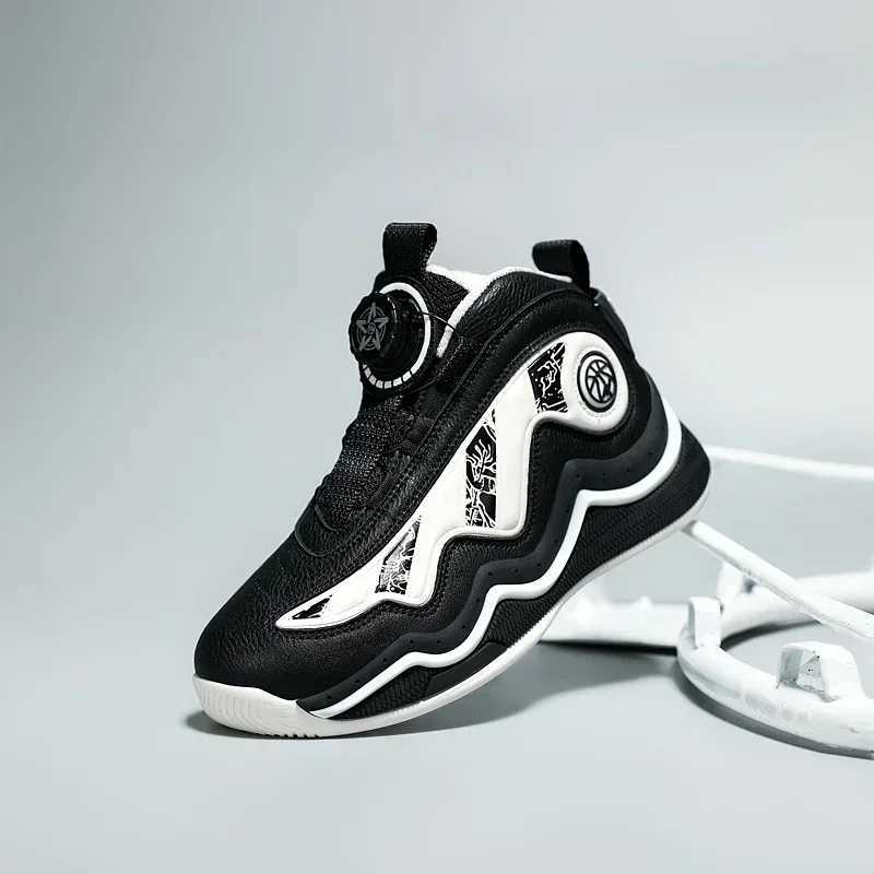 High quality 31-39 elastic and wear-resistant buckle basketball shoes for children suitable for boys non slip casual sports X250322