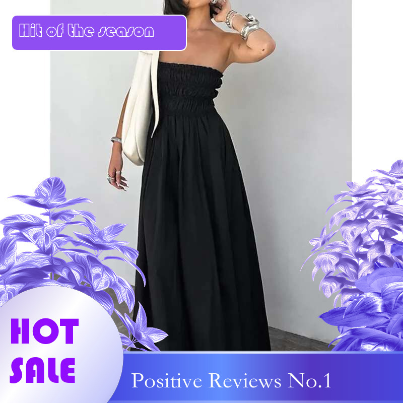 Dongdumaoyi Sexy Strapless Zwart Lente Zomer Nieuwe High End Elegante Hoge Taille Damesmode Avondjurk C