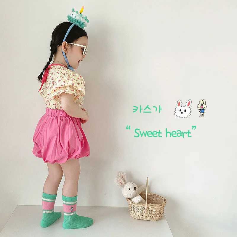 Spring and summer striped rabbit socks for children girls boys grid hollow socks X2503221