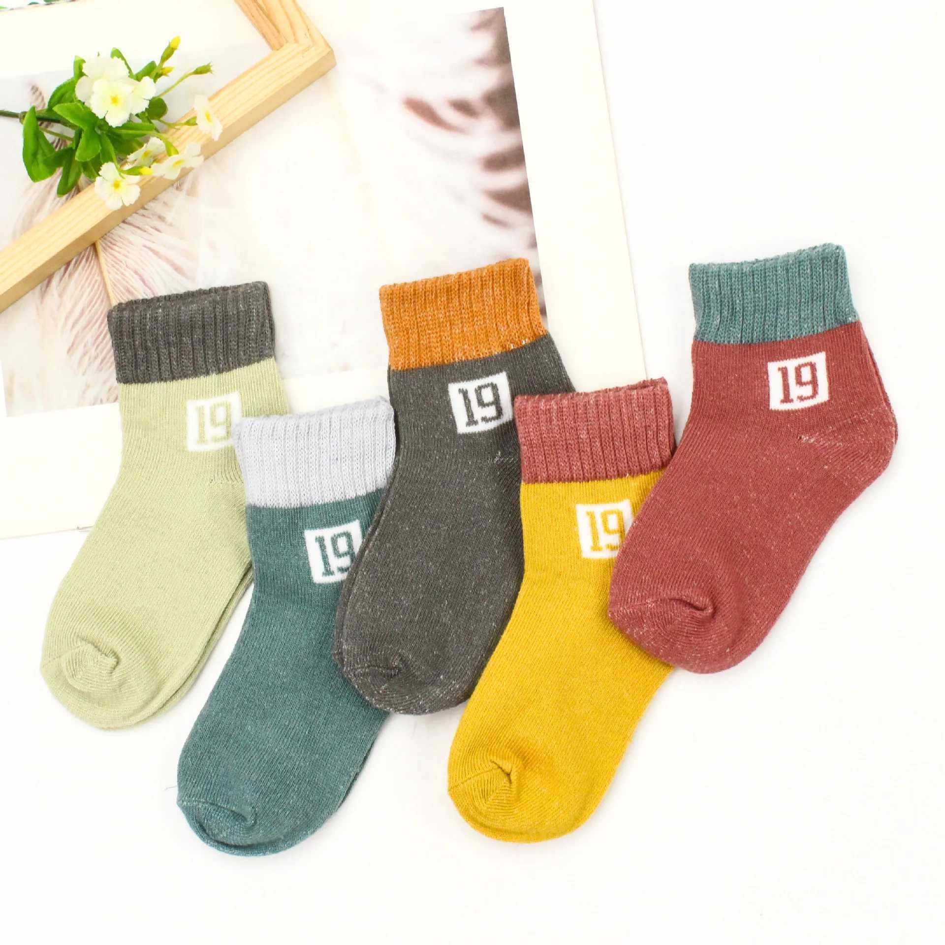 5 pairs of childrens socks per batch autumn and winter childrens cotton cartoon baby girl boy fashionable socks 1 2 3 4 5 6 7 8 9 years old X2503221