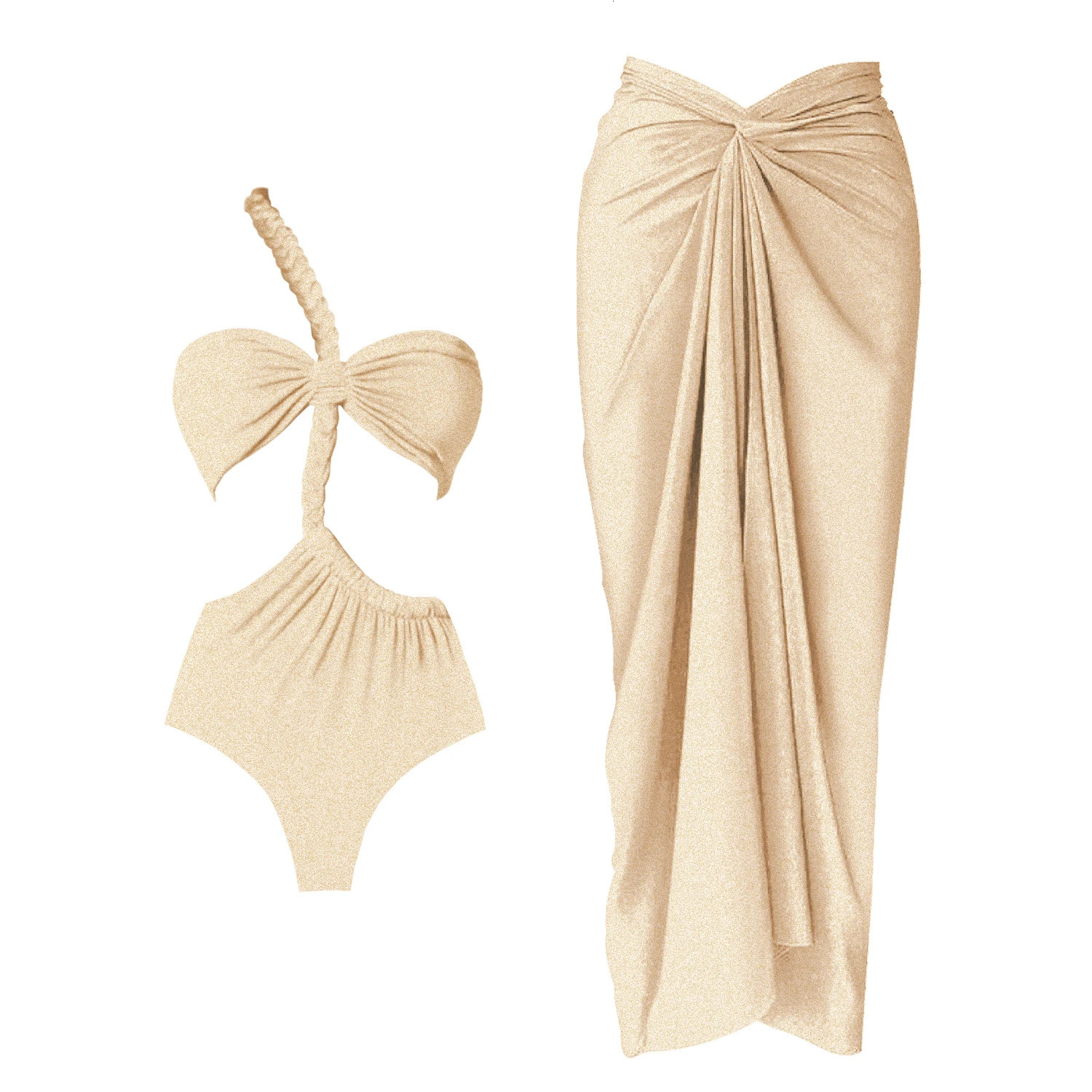 3Pcs Crochet Bikini Women Swimsuit Sexy Swimwear Halter Biquini Push Up Swim Suit Strappy Bodysuit Female Bathsuit Beachwear 250321