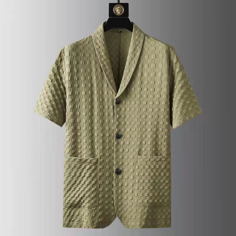 Men's Summer Fashion Tracksuit - Casual Two-Piece Set with Short Sleeves & Solid Geometric Pattern