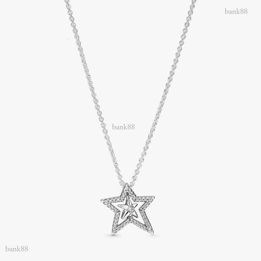 Designer Jewelry 925 Silver Necklace heart Pendant fit Pave Asymmetric Star Collier love Necklaces European Style Charms Bead Murano